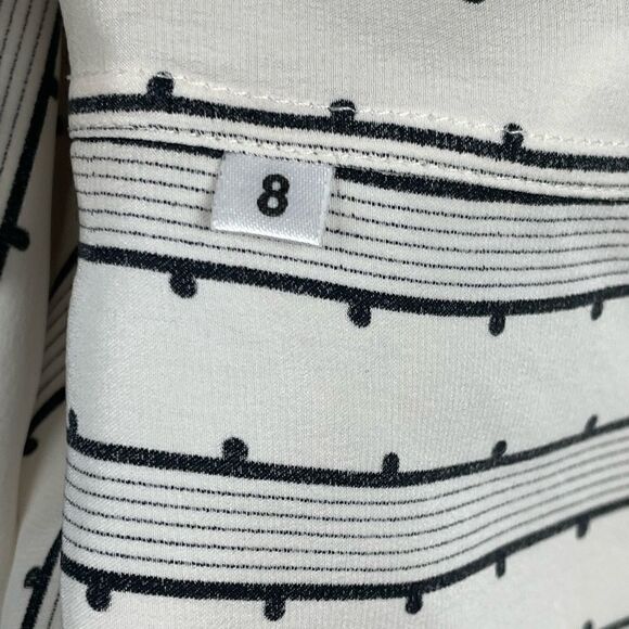 Vintage Unbranded Womens Silk White and Black Button Down Blouse Size 8 - Picture 5 of 5